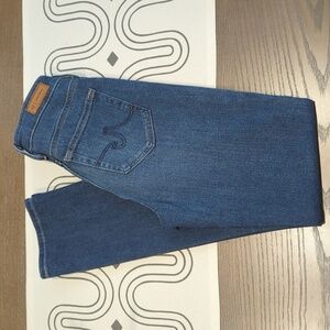 AG Mari High Rise Slim Straight Jeans, Medium Blue, Size 25R